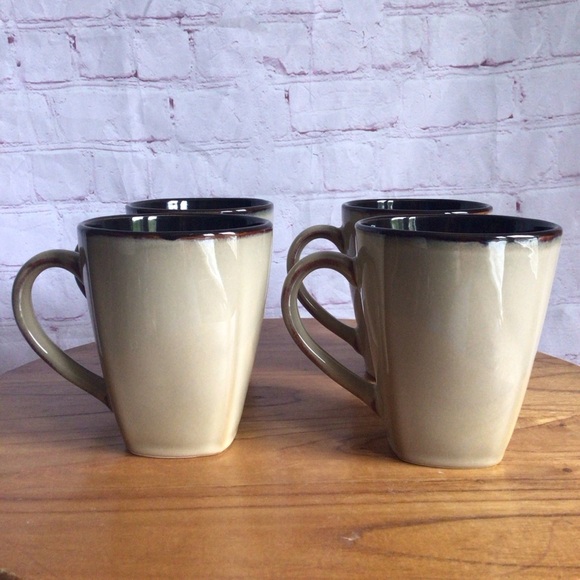 Home Trends Mosaic Tile Square Tan and Brown Ceramic Mugs - Set of 4 - Picture 3 of 12